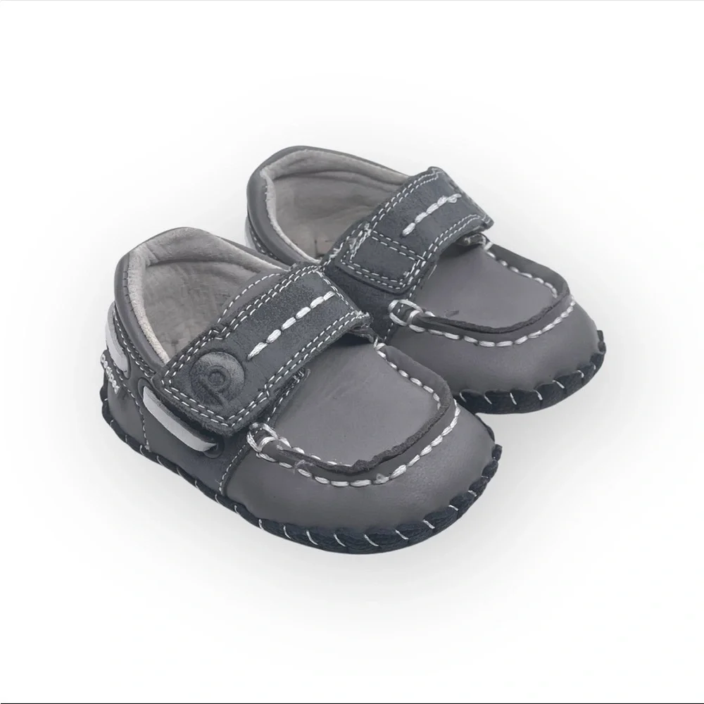pediped ☀︎︎ Originals Norm Boat Baby Shoe ☀︎︎ Grey Leather Sole ☀︎︎ 0-6 Month